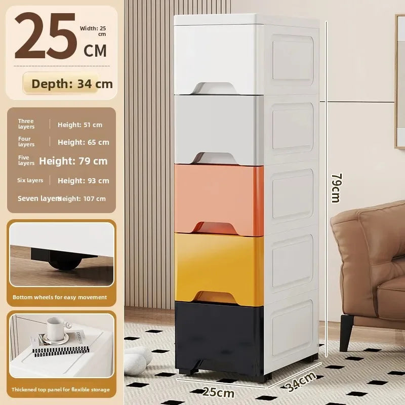 Narrow Storage Box for Kitchen Batoom Organizer Slim storage bin Home utility Closet elf PP Material Versatile Use