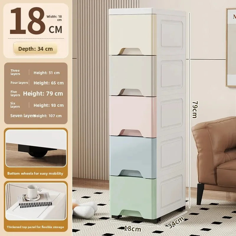 Narrow Storage Box for Kitchen Batoom Organizer Slim storage bin Home utility Closet elf PP Material Versatile Use