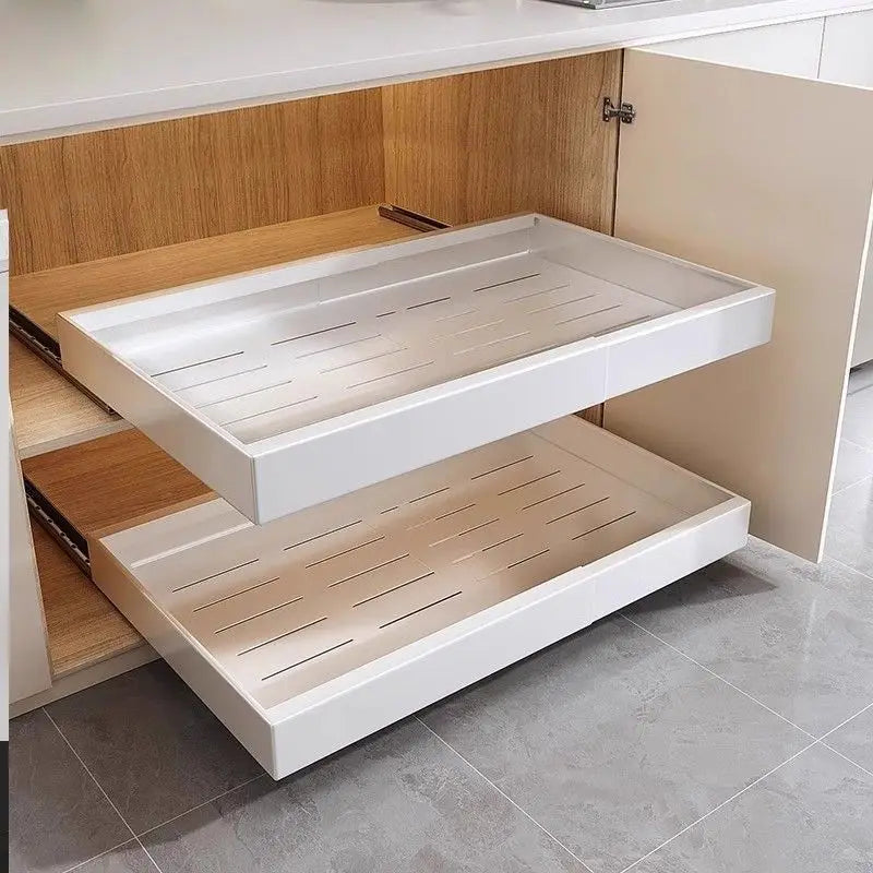 Kitchen Cabinets, Inner Pull-out Slide, Non-punching, Retractable Storage Shelves for Dishes, Seasonings, Drawers, Pull Baskets
