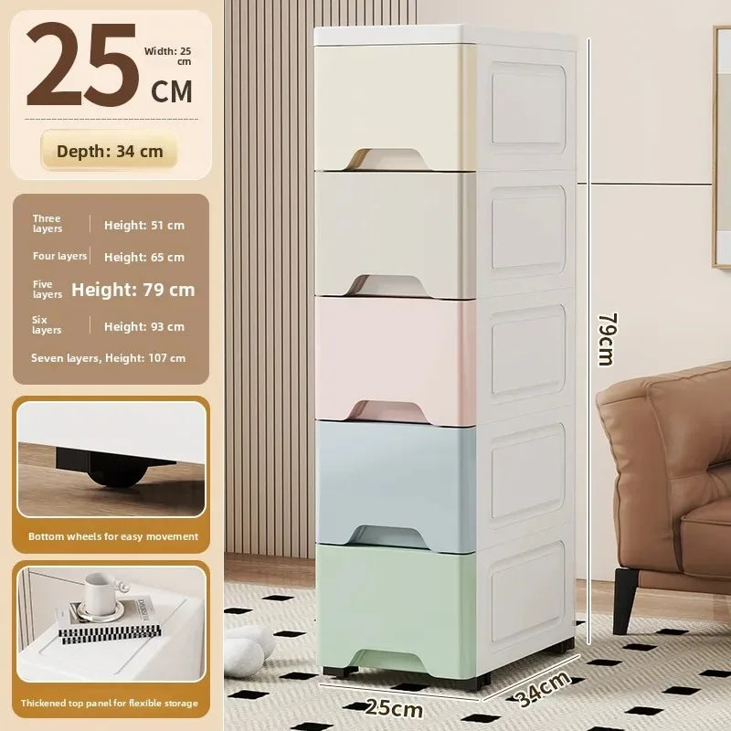 Narrow Storage Box for Kitchen Batoom Organizer Slim storage bin Home utility Closet elf PP Material Versatile Use