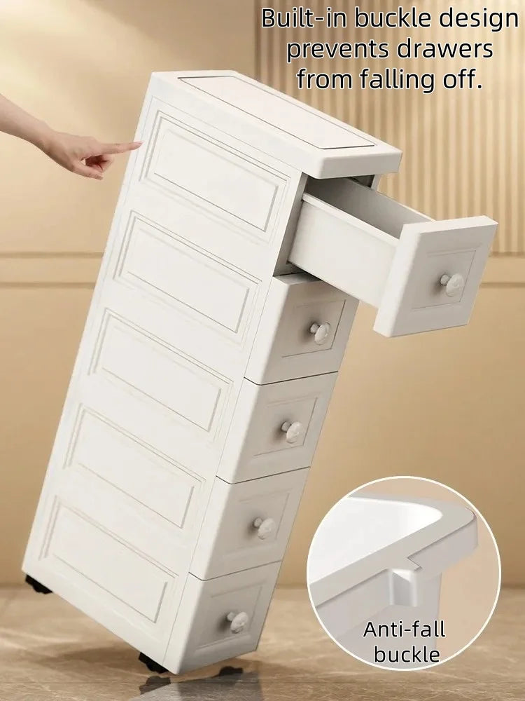 Narrow Storage Box for Kitchen Batoom Organizer Slim storage bin Home utility Closet elf PP Material Versatile Use