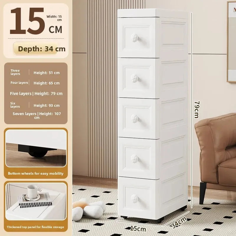 Narrow Storage Box for Kitchen Batoom Organizer Slim storage bin Home utility Closet elf PP Material Versatile Use