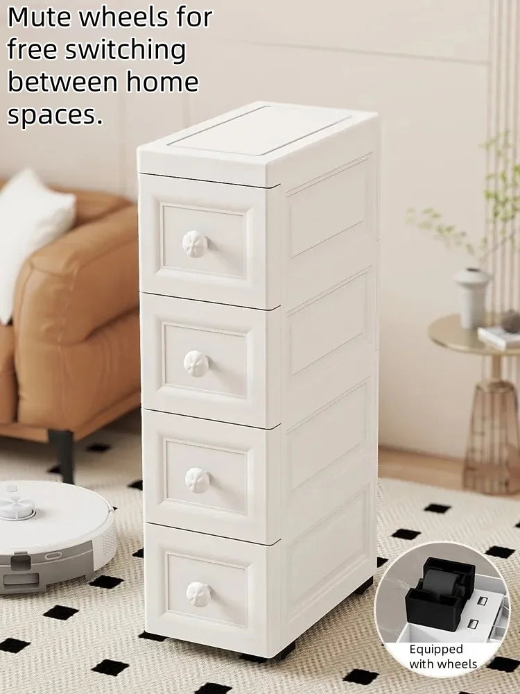 Narrow Storage Box for Kitchen Batoom Organizer Slim storage bin Home utility Closet elf PP Material Versatile Use