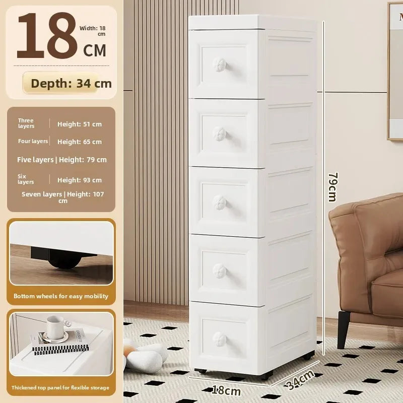 Narrow Storage Box for Kitchen Batoom Organizer Slim storage bin Home utility Closet elf PP Material Versatile Use