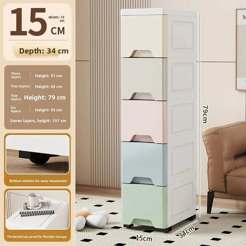 Narrow Storage Box for Kitchen Batoom Organizer Slim storage bin Home utility Closet elf PP Material Versatile Use