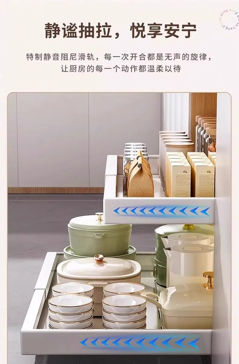 Kitchen Cabinets, Inner Pull-out Slide, Non-punching, Retractable Storage Shelves for Dishes, Seasonings, Drawers, Pull Baskets
