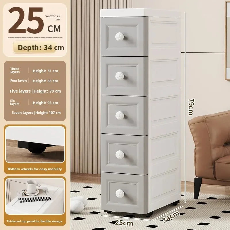 Narrow Storage Box for Kitchen Batoom Organizer Slim storage bin Home utility Closet elf PP Material Versatile Use