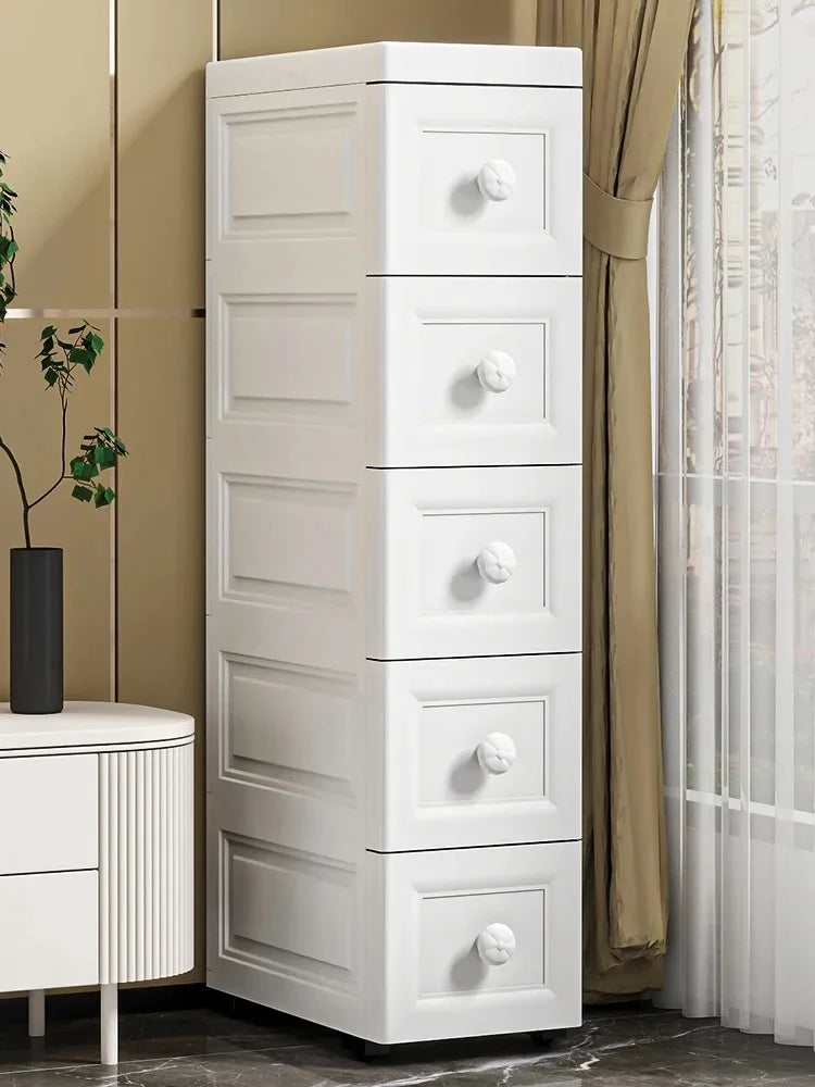 Narrow Storage Box for Kitchen Batoom Organizer Slim storage bin Home utility Closet elf PP Material Versatile Use