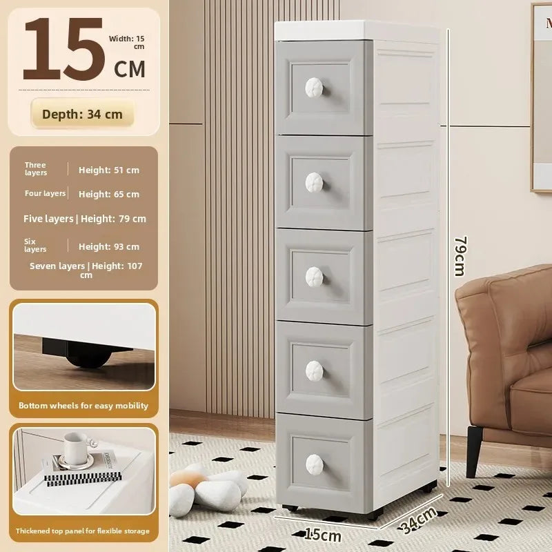 Narrow Storage Box for Kitchen Batoom Organizer Slim storage bin Home utility Closet elf PP Material Versatile Use