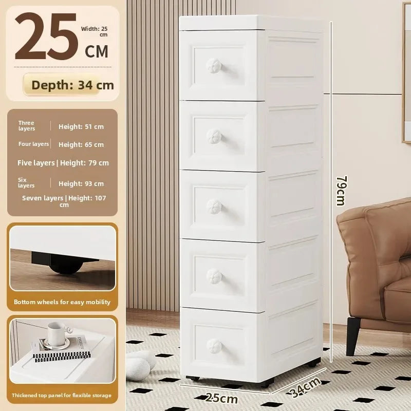 Narrow Storage Box for Kitchen Batoom Organizer Slim storage bin Home utility Closet elf PP Material Versatile Use