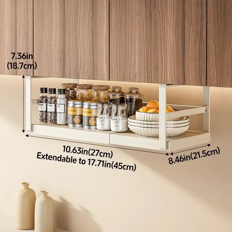 Stainless Steel Shelves Adjustable Spice Stand Storage Room Kitchen Metal Expansion Cabinet Kitchen Hanging Seasoning Rack
