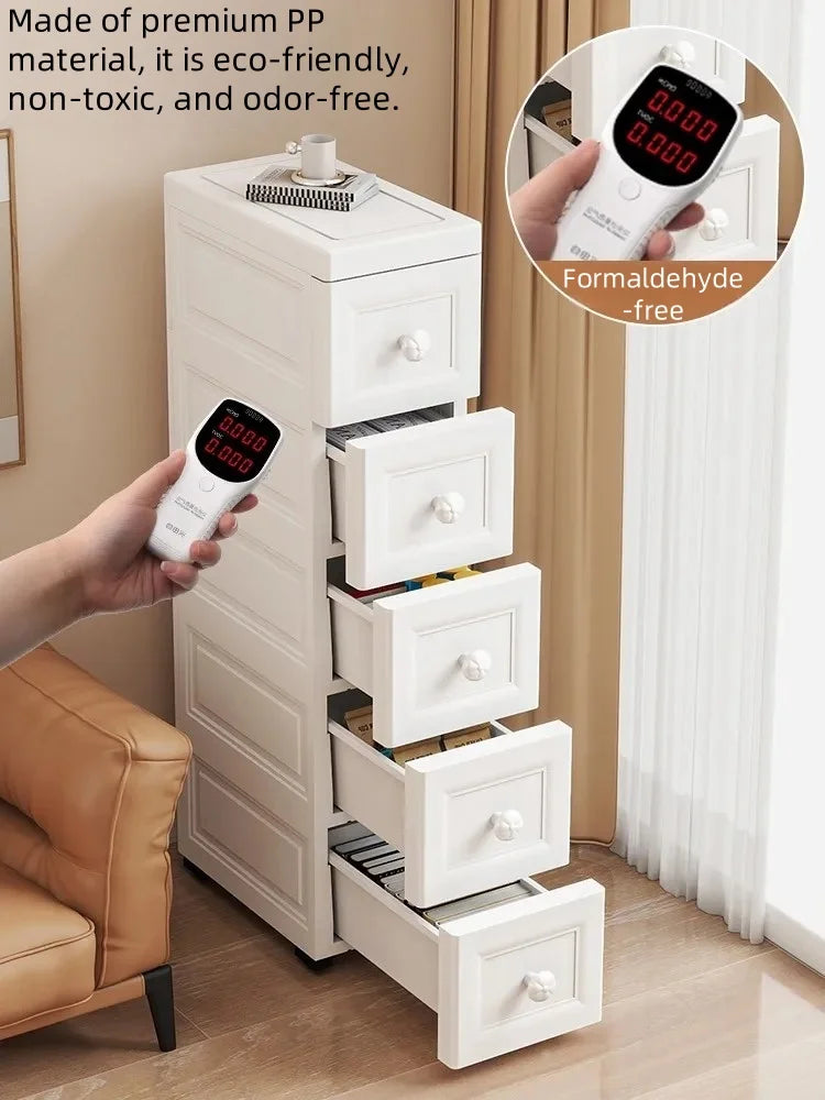Narrow Storage Box for Kitchen Batoom Organizer Slim storage bin Home utility Closet elf PP Material Versatile Use