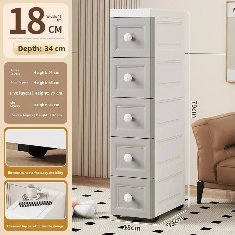 Narrow Storage Box for Kitchen Batoom Organizer Slim storage bin Home utility Closet elf PP Material Versatile Use