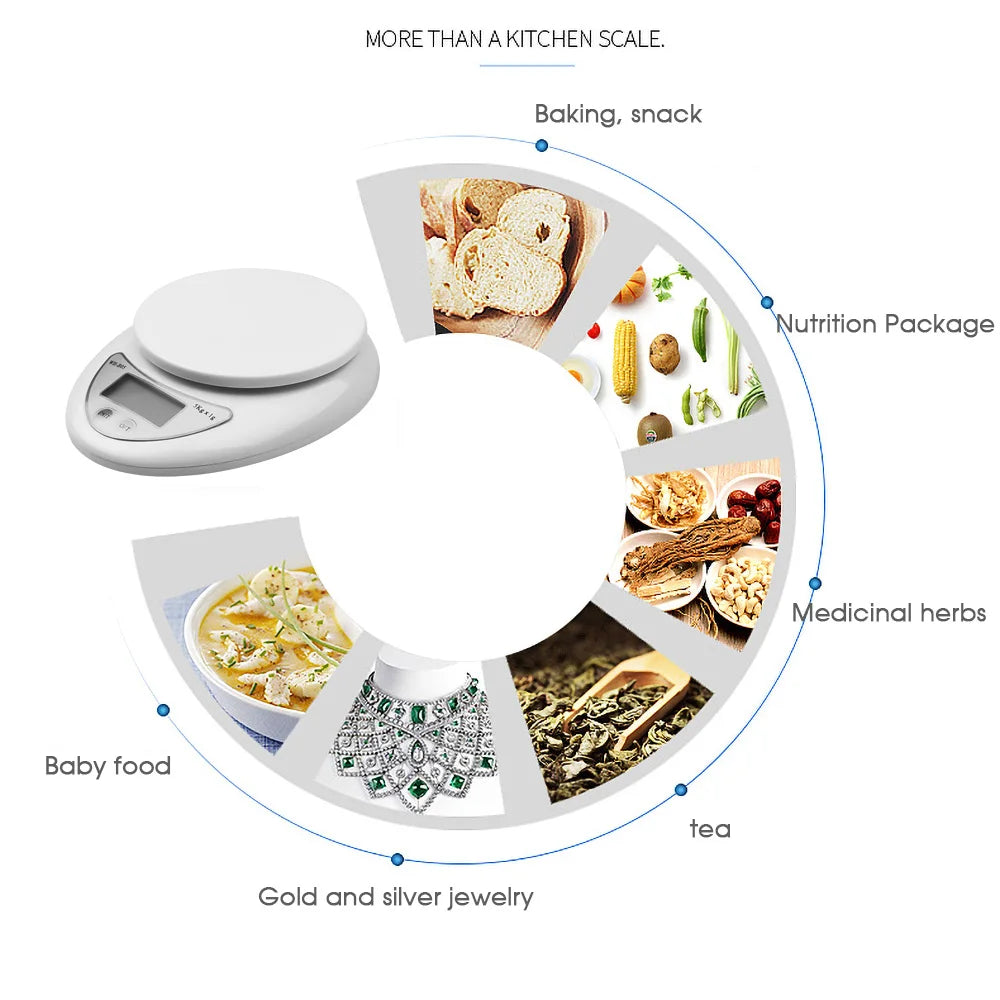 5KG/1G Mini Portable Electronic Digital Kitchen Scale Food Scale Balance weighing LCD Display Measuring Kitchen Accessories Tool