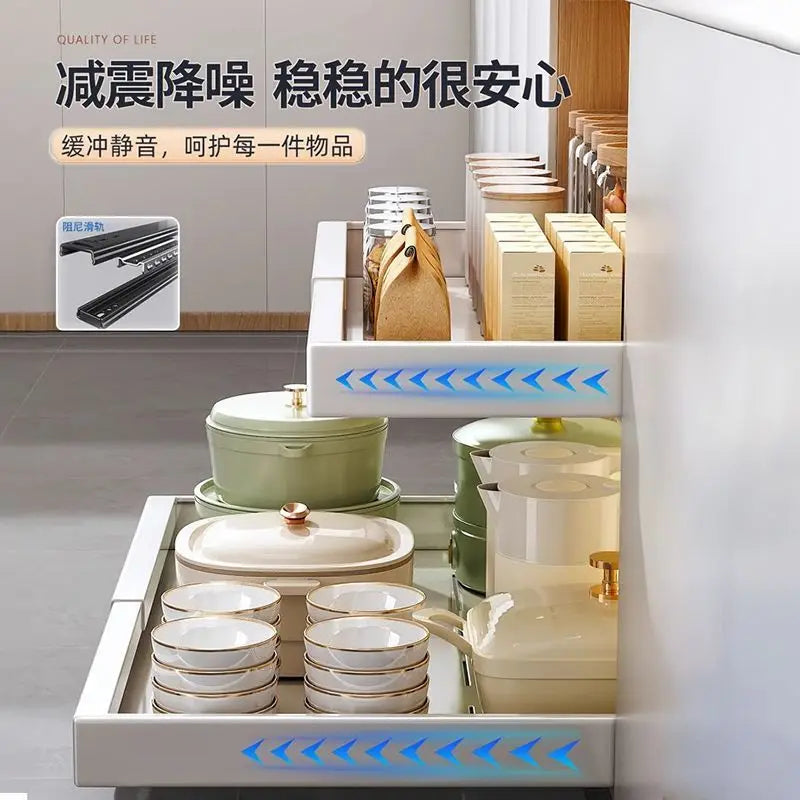 Kitchen Cabinets, Inner Pull-out Slide, Non-punching, Retractable Storage Shelves for Dishes, Seasonings, Drawers, Pull Baskets