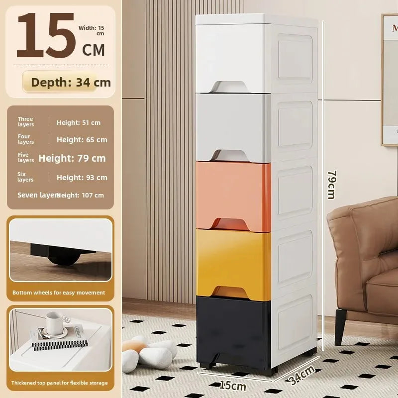 Narrow Storage Box for Kitchen Batoom Organizer Slim storage bin Home utility Closet elf PP Material Versatile Use
