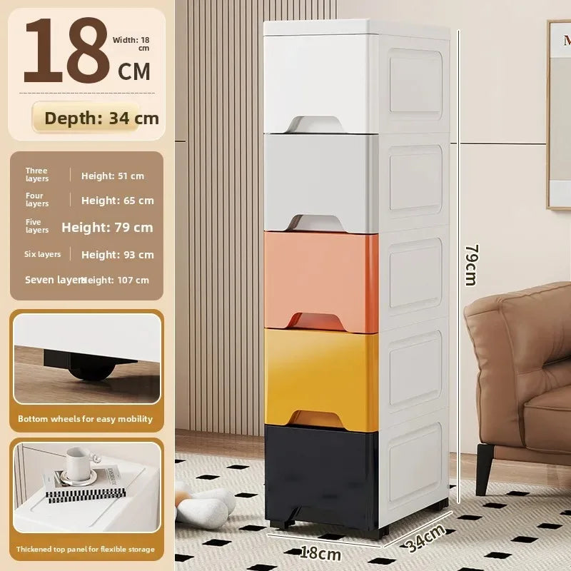 Narrow Storage Box for Kitchen Batoom Organizer Slim storage bin Home utility Closet elf PP Material Versatile Use